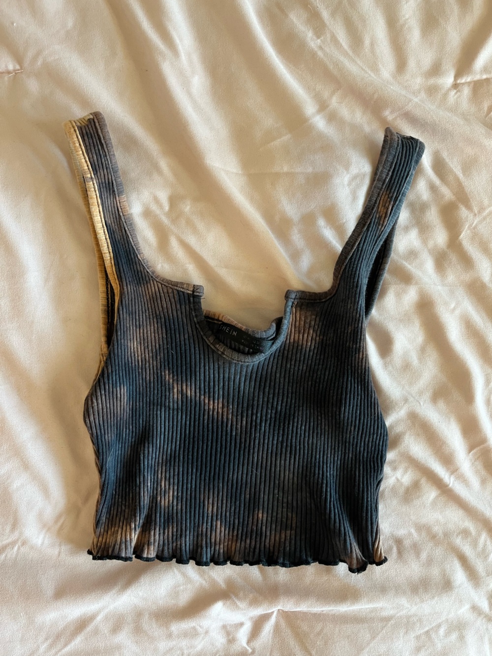 SHEIN Ribbed Tank Top in Washed Black and Gray
